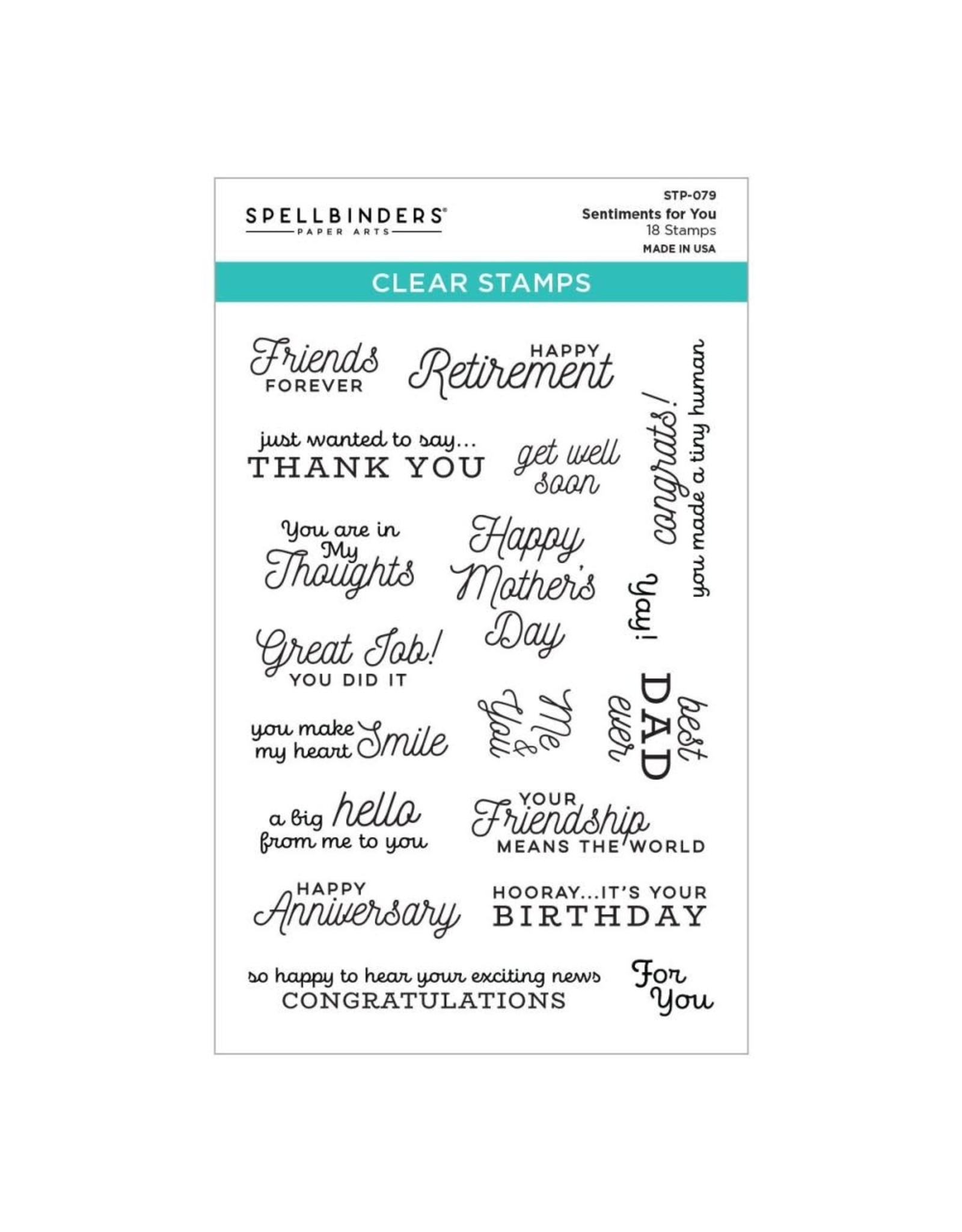 Spellbinders Sentiments for You Clear Stamp Set