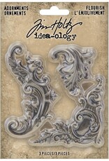 Tim Holtz - Idea-ology Idea-Ology Metal Adornments 3pc Flourish