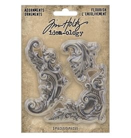 Tim Holtz - Idea-ology Idea-Ology Metal Adornments 3pc Flourish