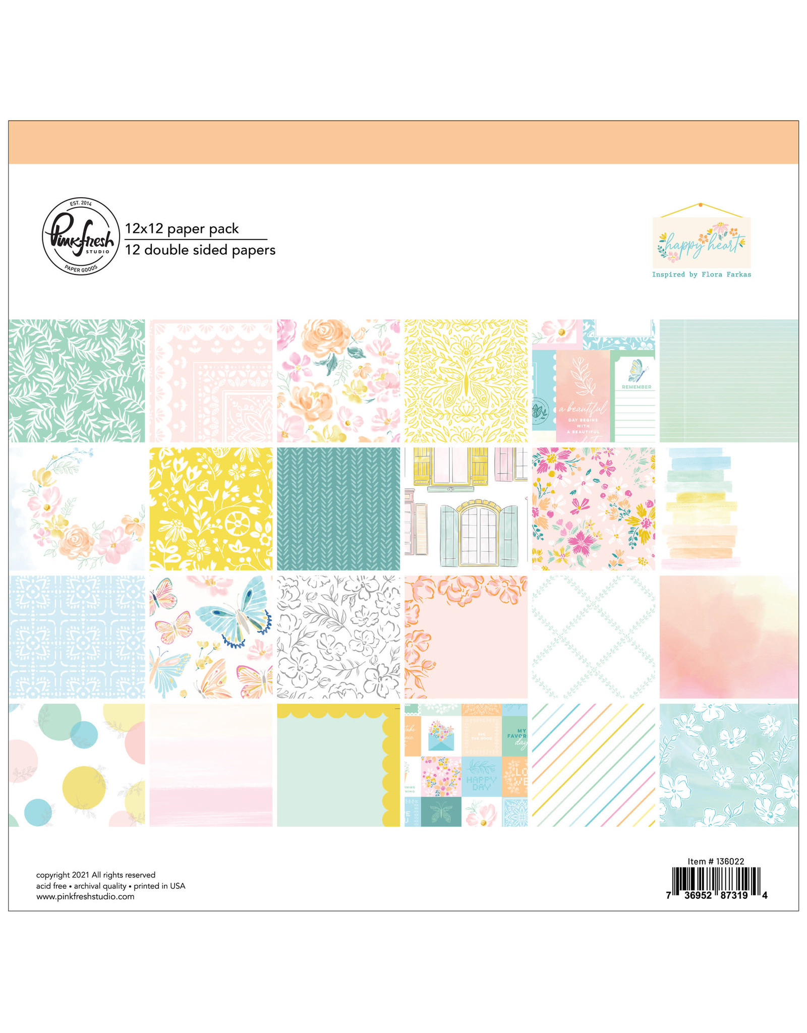 PINKFRESH STUDIO Happy Heart: 12 x 12 Paper Pack