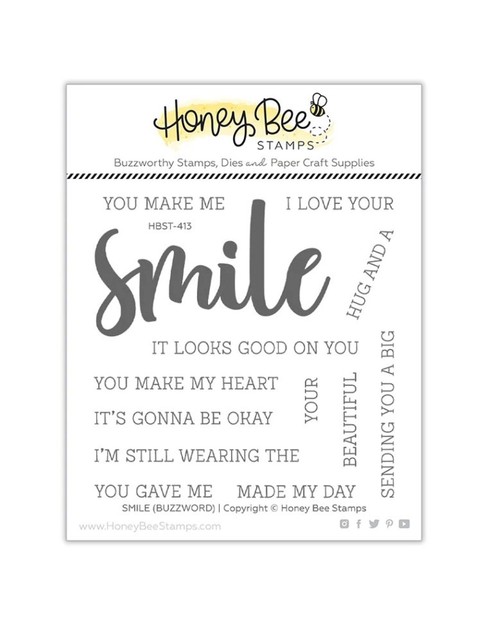 Honey Bee Smile Buzzword - 4x4 Stamp Set & Honey Cuts