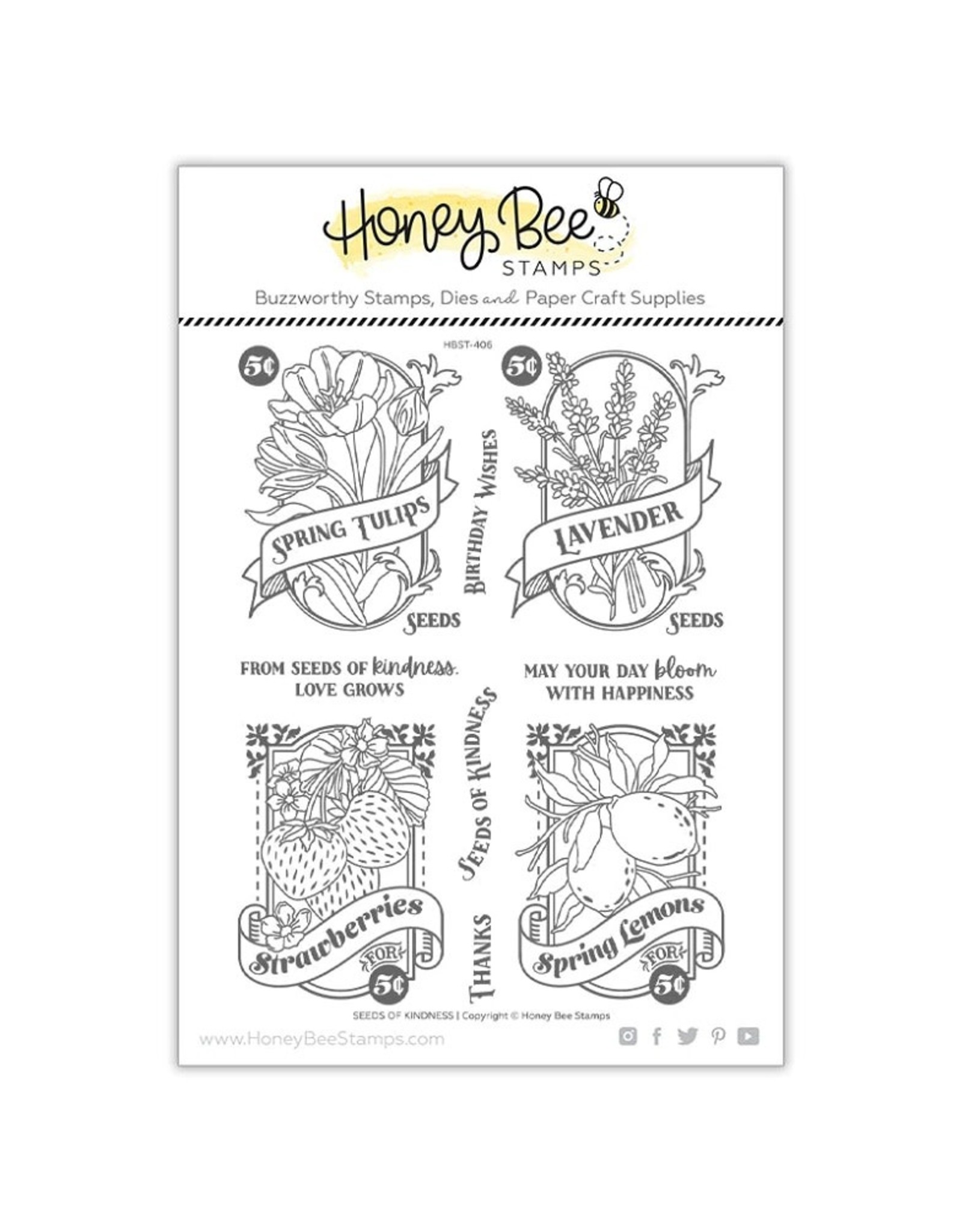 Honey Bee Seeds of Kindness - 6x8 Stamp & Die
