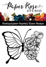 Paper Rose STUDIO Cleo Floral Butterfly Clear Stamp