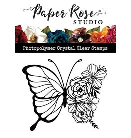Paper Rose STUDIO Cleo Floral Butterfly Clear Stamp