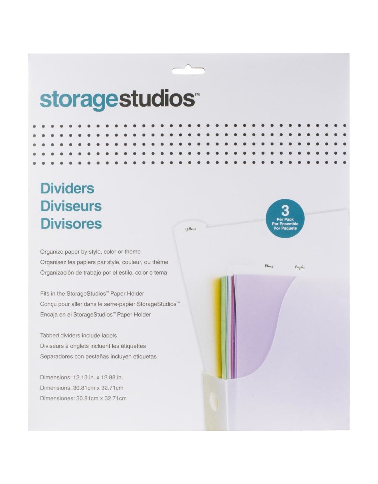 Advantus Storage Studios Tabbed Dividers W/Labels 3/Pkg - 12.13x12.88 inch