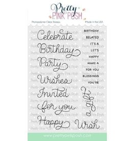 Pretty Pink Posh Birthday Scripts Stamp and Die Set