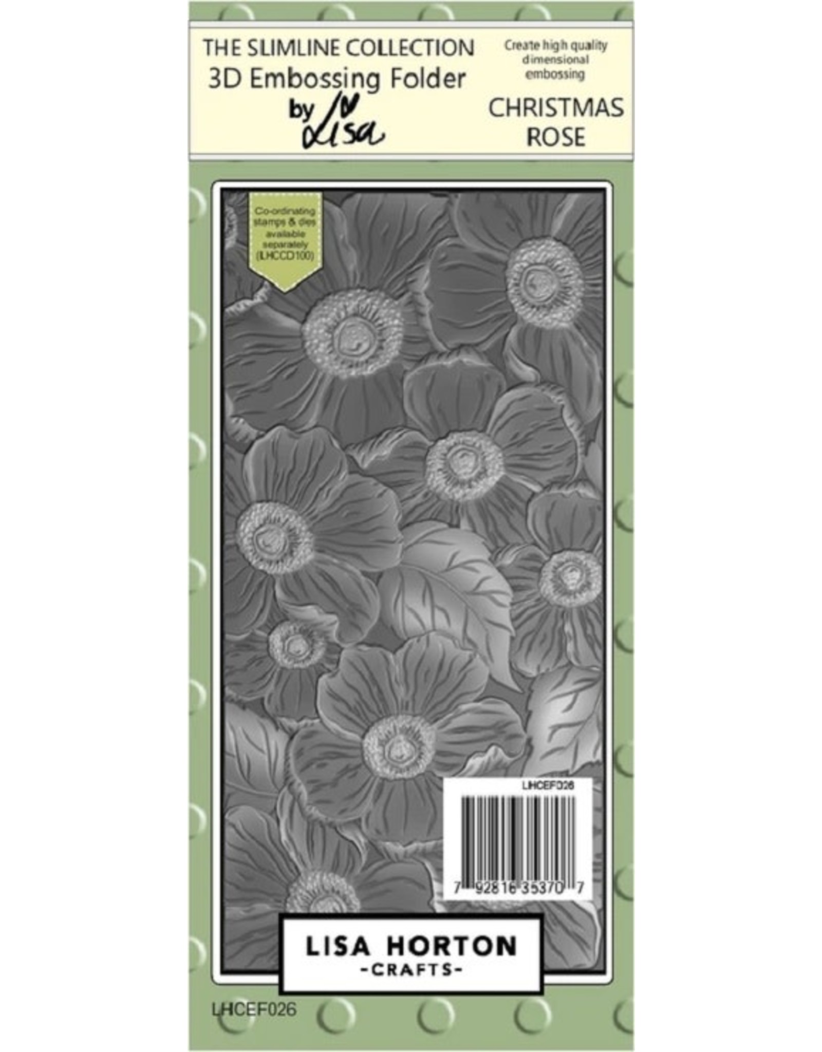 Lisa Horton Crafts 3D Embossing Folder -  Christmas Rose Slimline