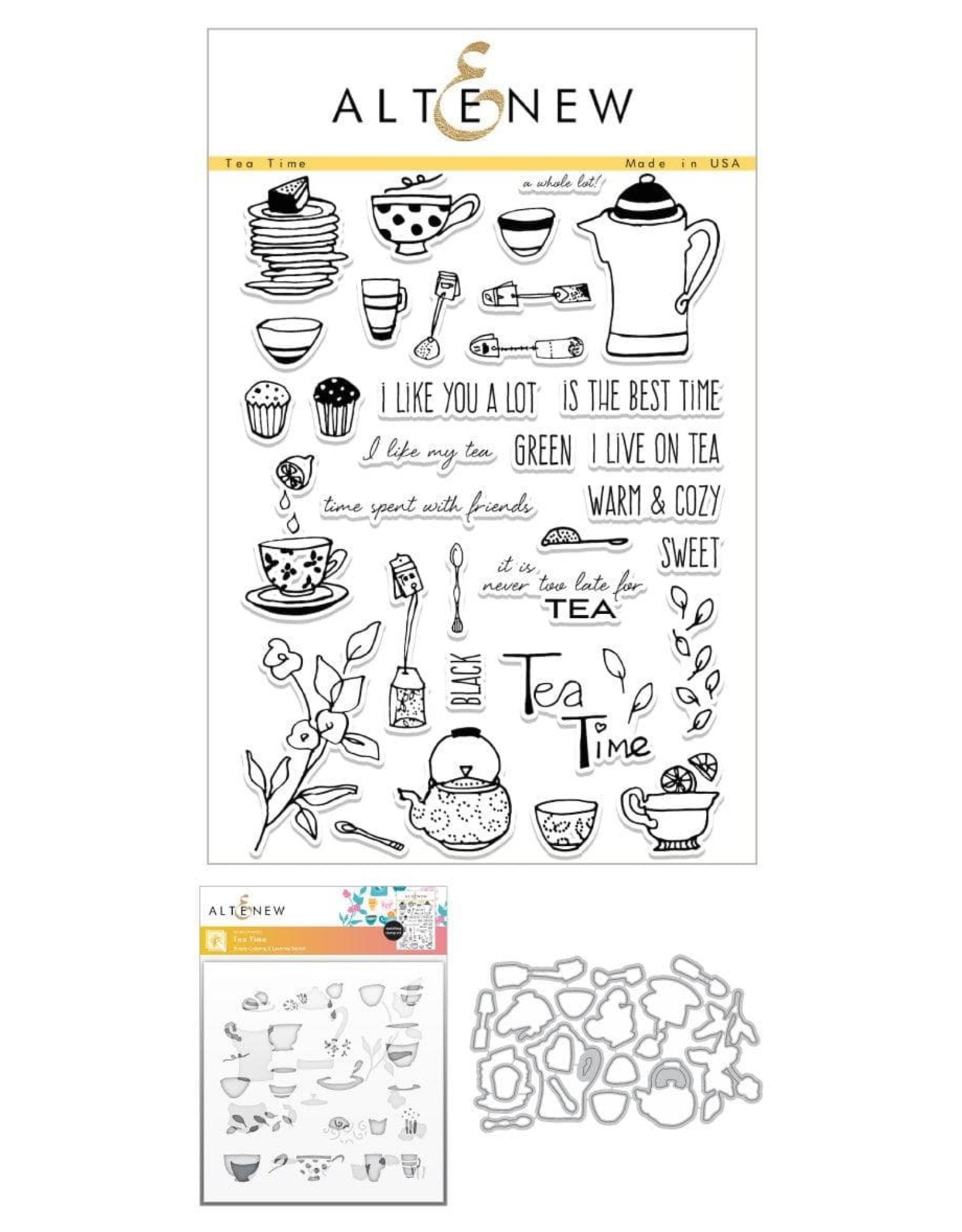 ALTENEW Tea Time Stamp & Die & Stencil Bundle