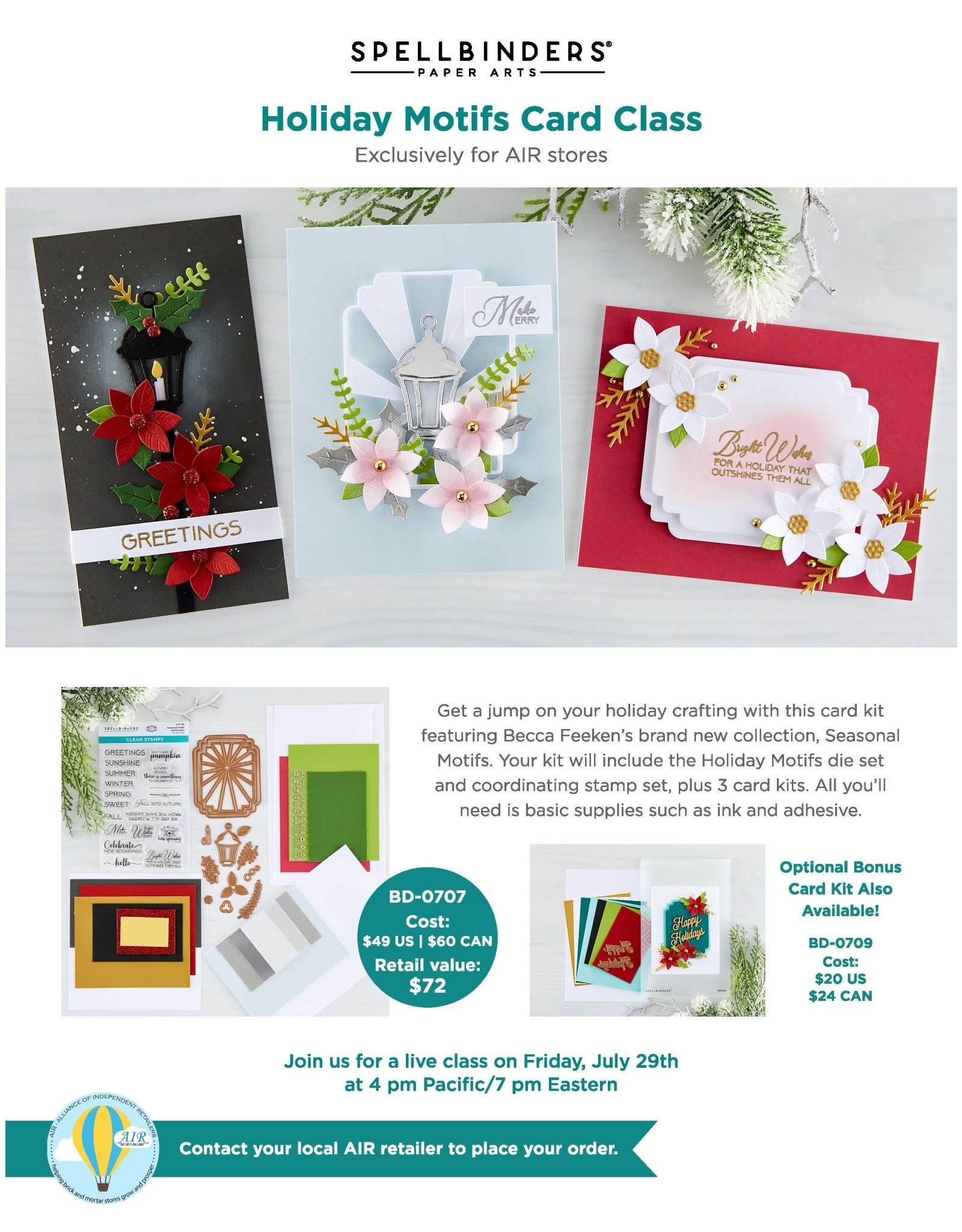 Spellbinders AIR Exclusive Holiday Motifs Card Class