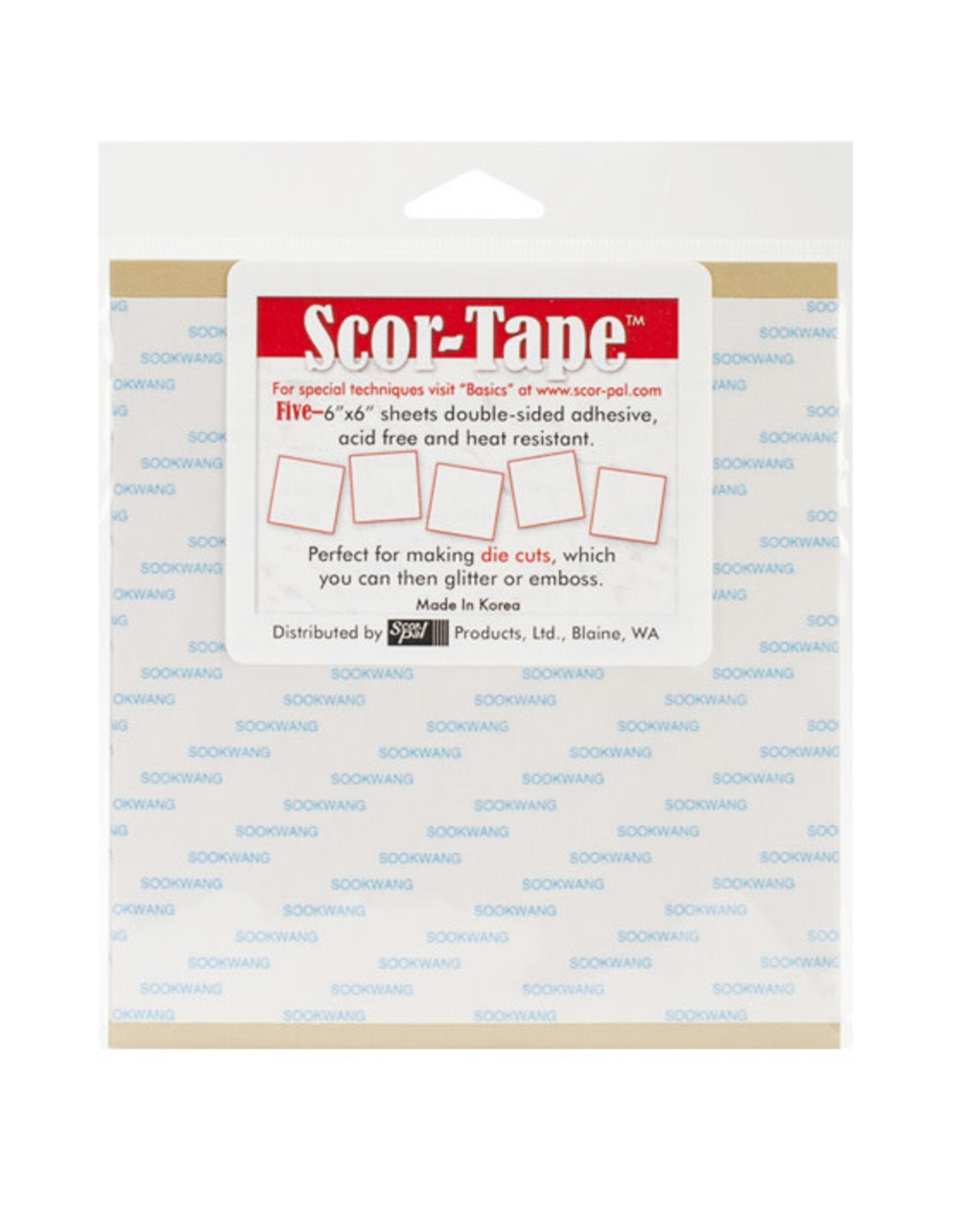 Scor-Pal SCOR-TAPE 6" x 6" Adhesive Sheets (5 per pack)
