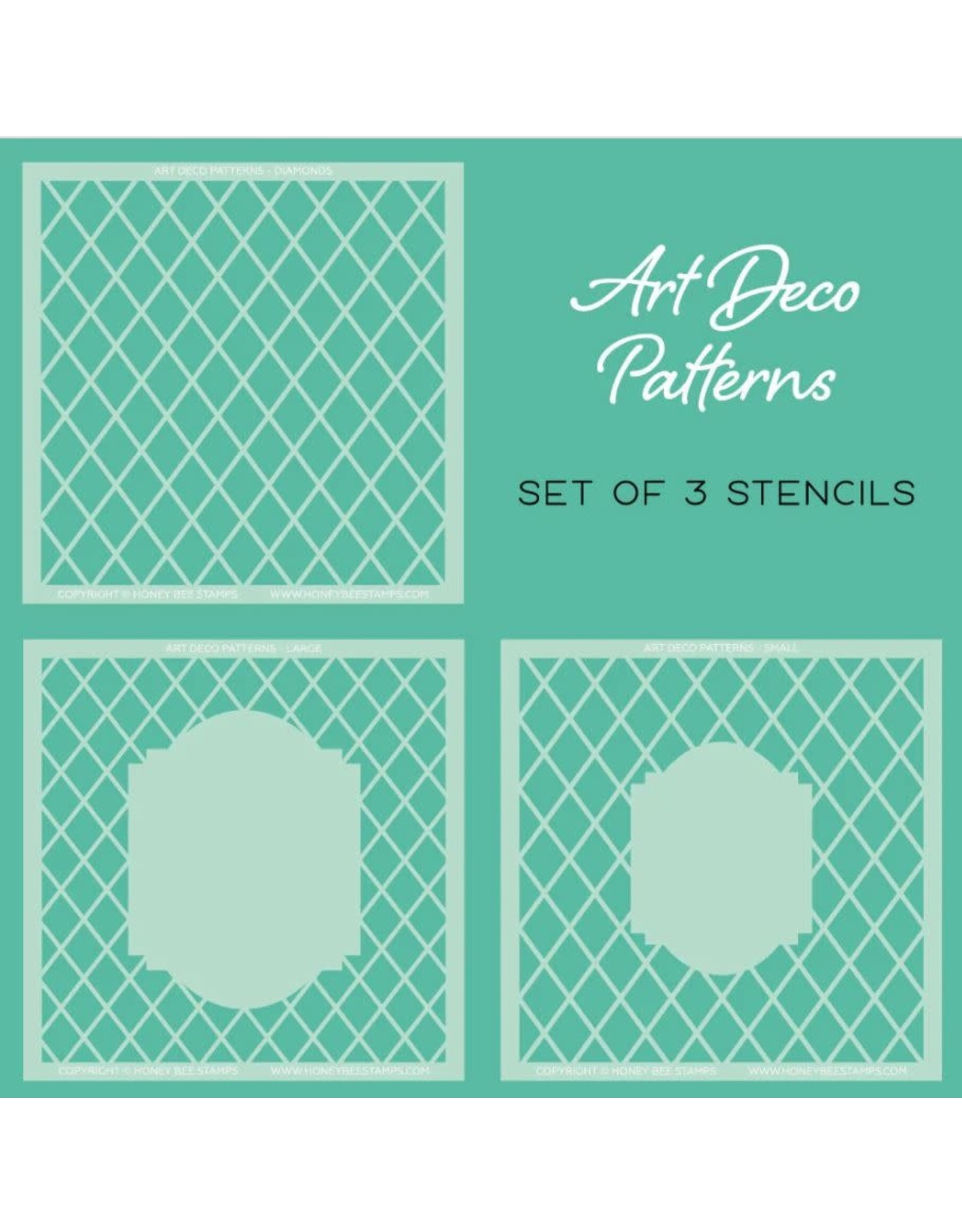 Honey Bee Art Deco Patterns - Set of 3 Stencils