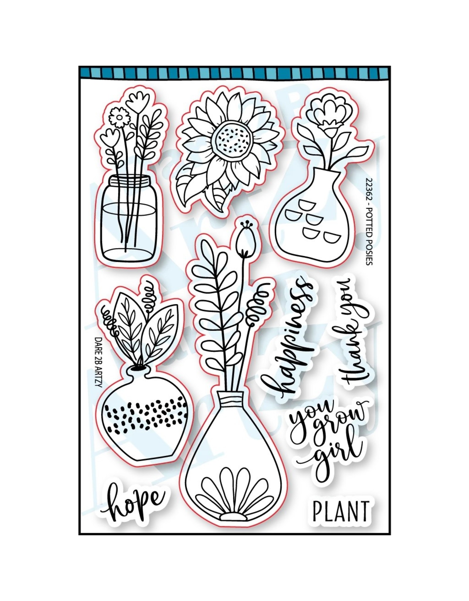 Dare 2B Artzy Potted Posies Stamp Set