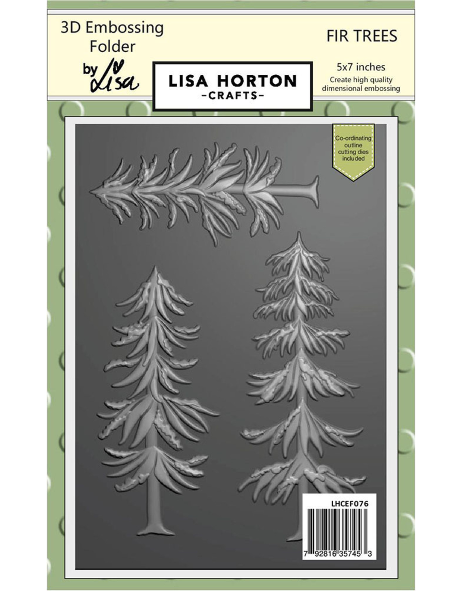 Lisa Horton Crafts 3D Embossing Folder 5x7 With Cutting Dies - Fir Trees