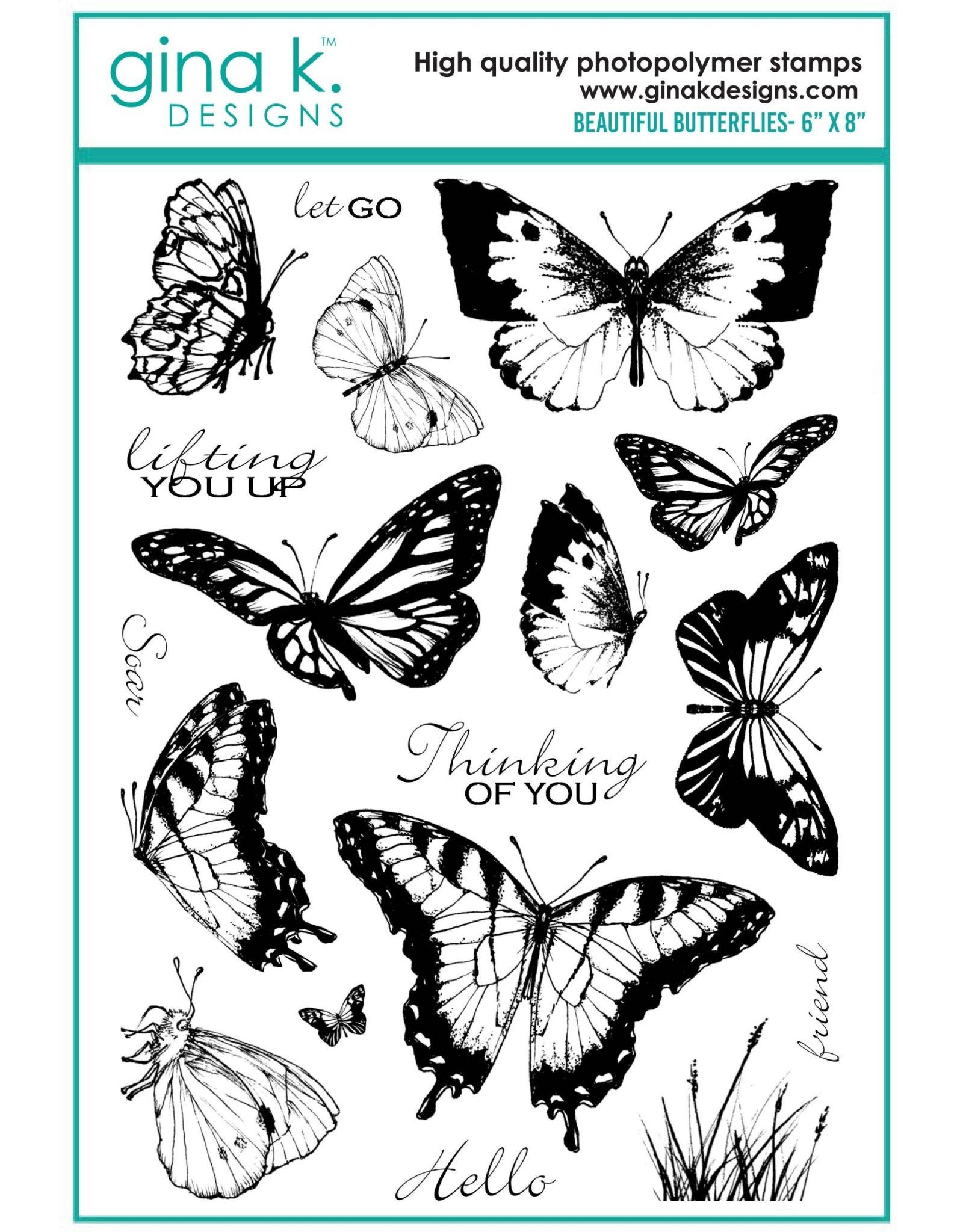 Gina K. Designs Beautiful Butterflies Stamps