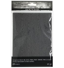 Tim Holtz - Ranger 5x7 Distress - Two Tone Woodgrain - Black Cardstock - 10pkg