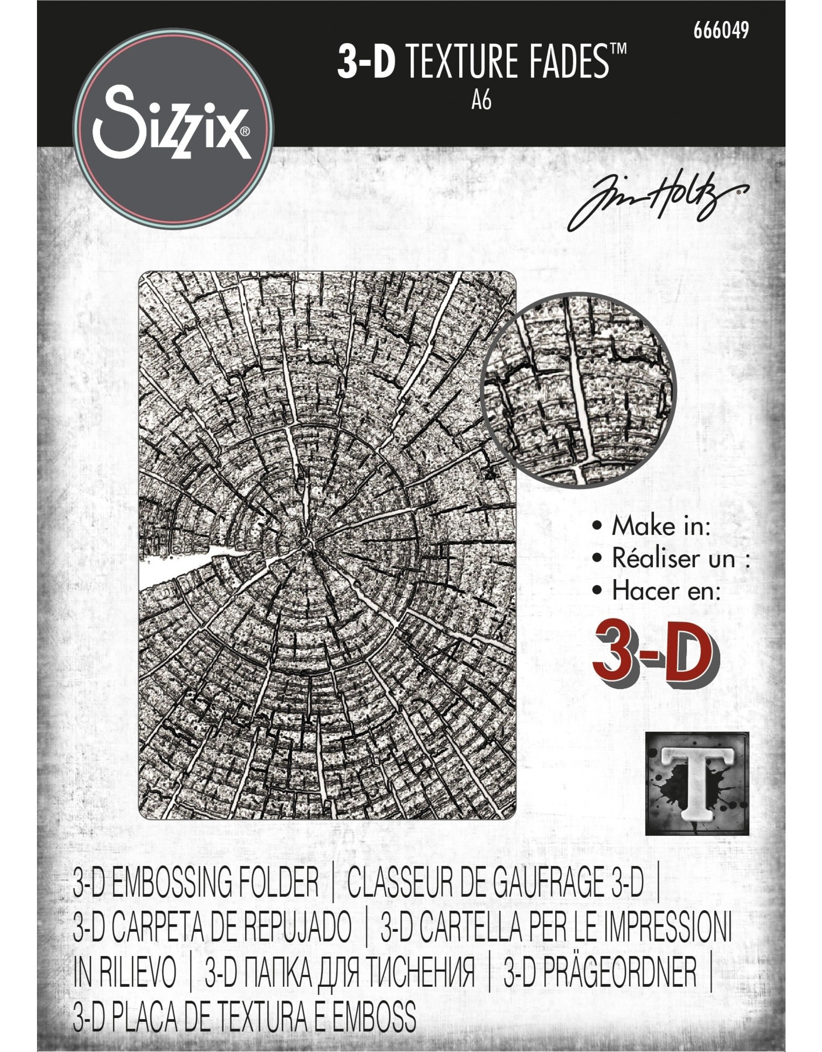 Tim Holtz - Sizzix 3D Texture Fades Embossing Folder Tree Rings