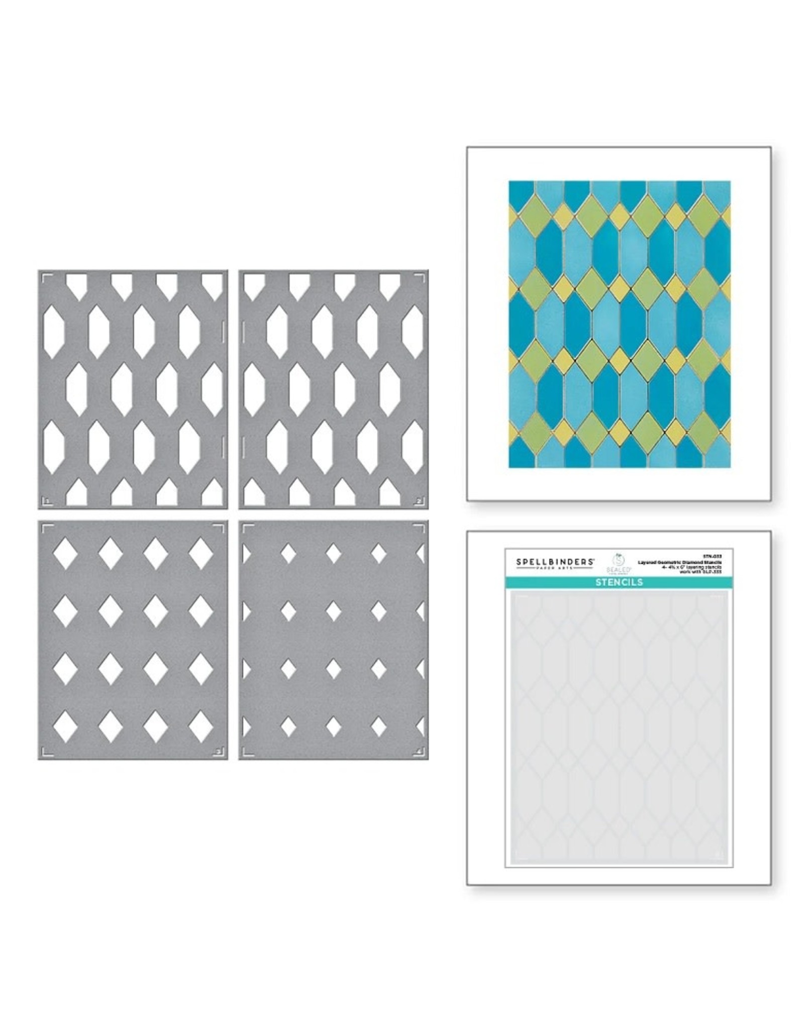 Spellbinders Sealed by Spellbinders - Layered Geometric Diamond Stencils