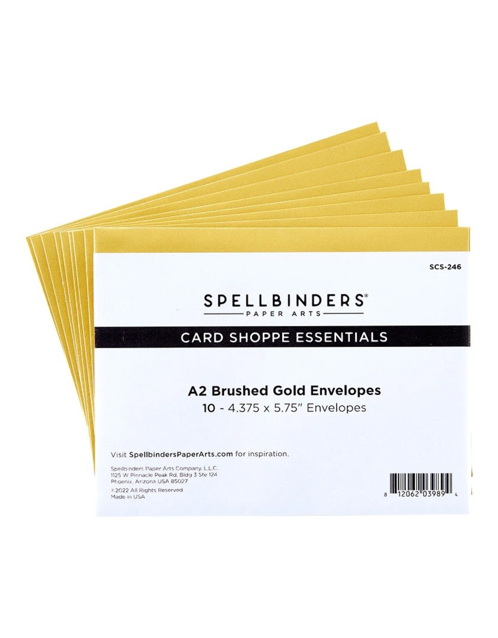 Spellbinders Sealed By Spellbinders Collection - A2 Brushed Gold Envelopes - 10 Pack