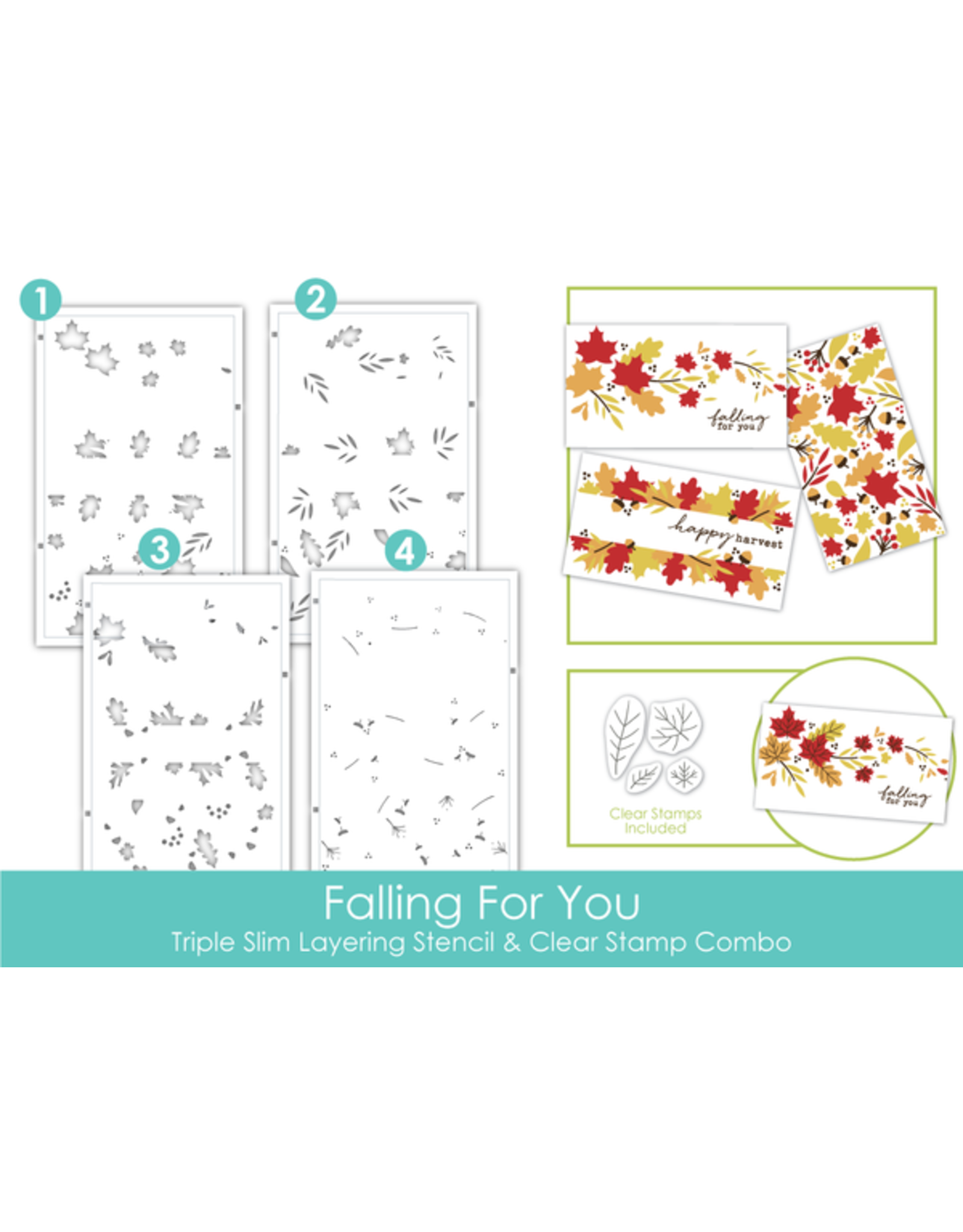 Taylored Expressions Triple Slim Layering Stencil- Falling For You + Clear Add-Ons
