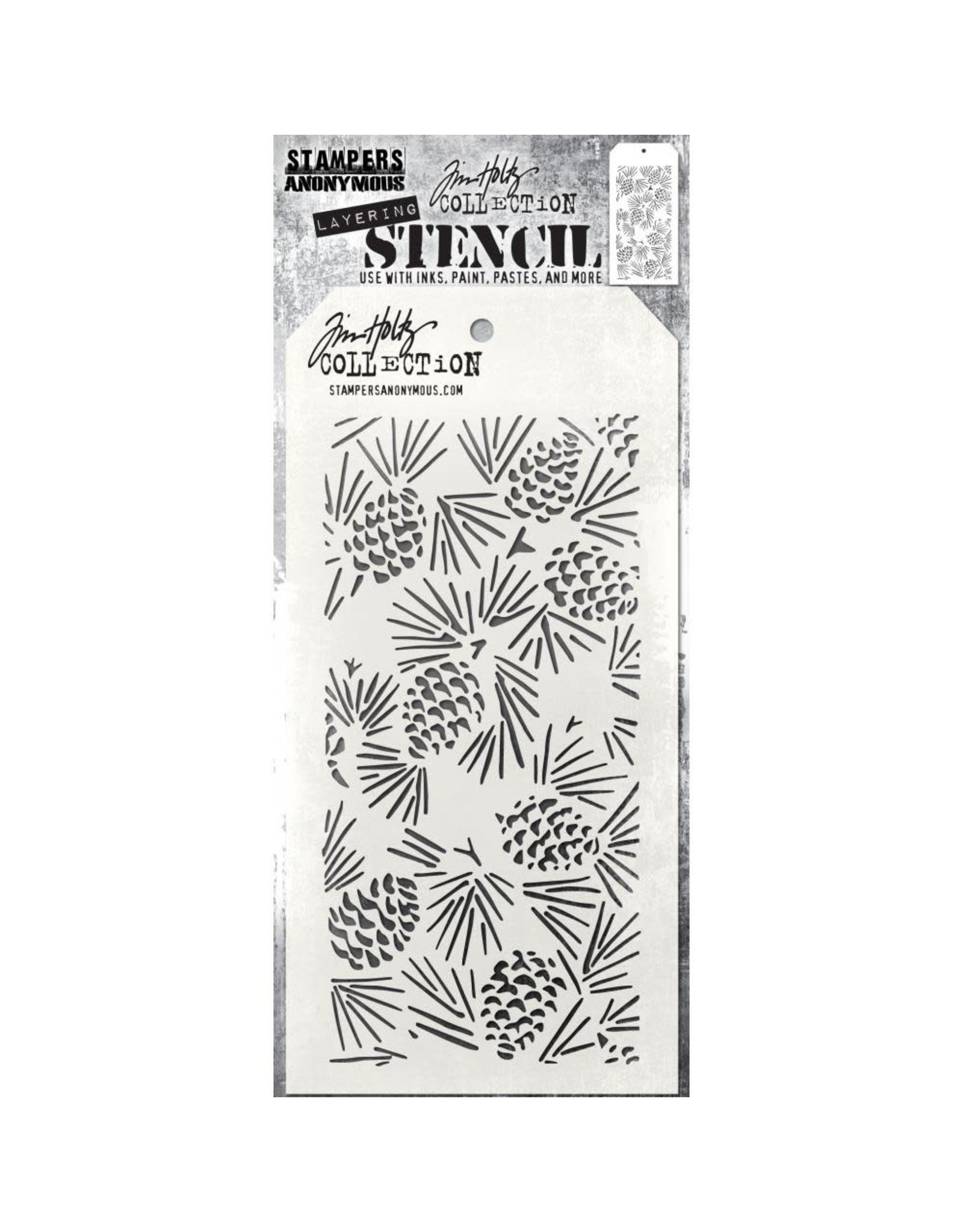 Tim Holtz - Stampers Anonymous PINECONES -LAYERED STENCIL