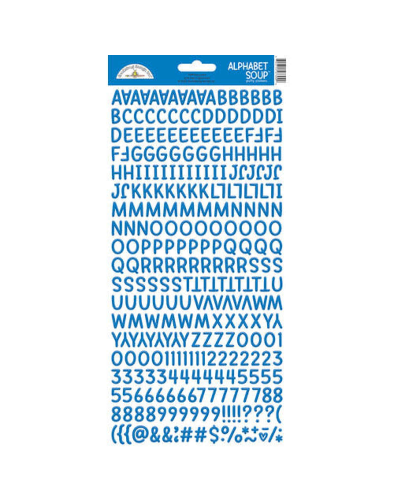 Doodlebug Design alphabet soup puffy stickers blue jean