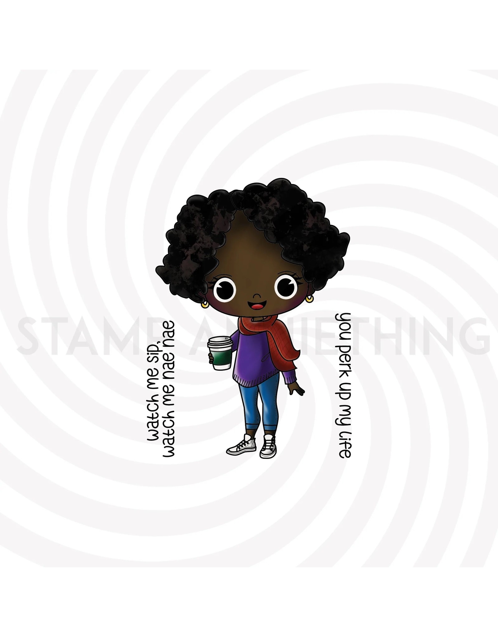 Stamp Anniething Chibi- Kristina Watch Me Sip Stamp