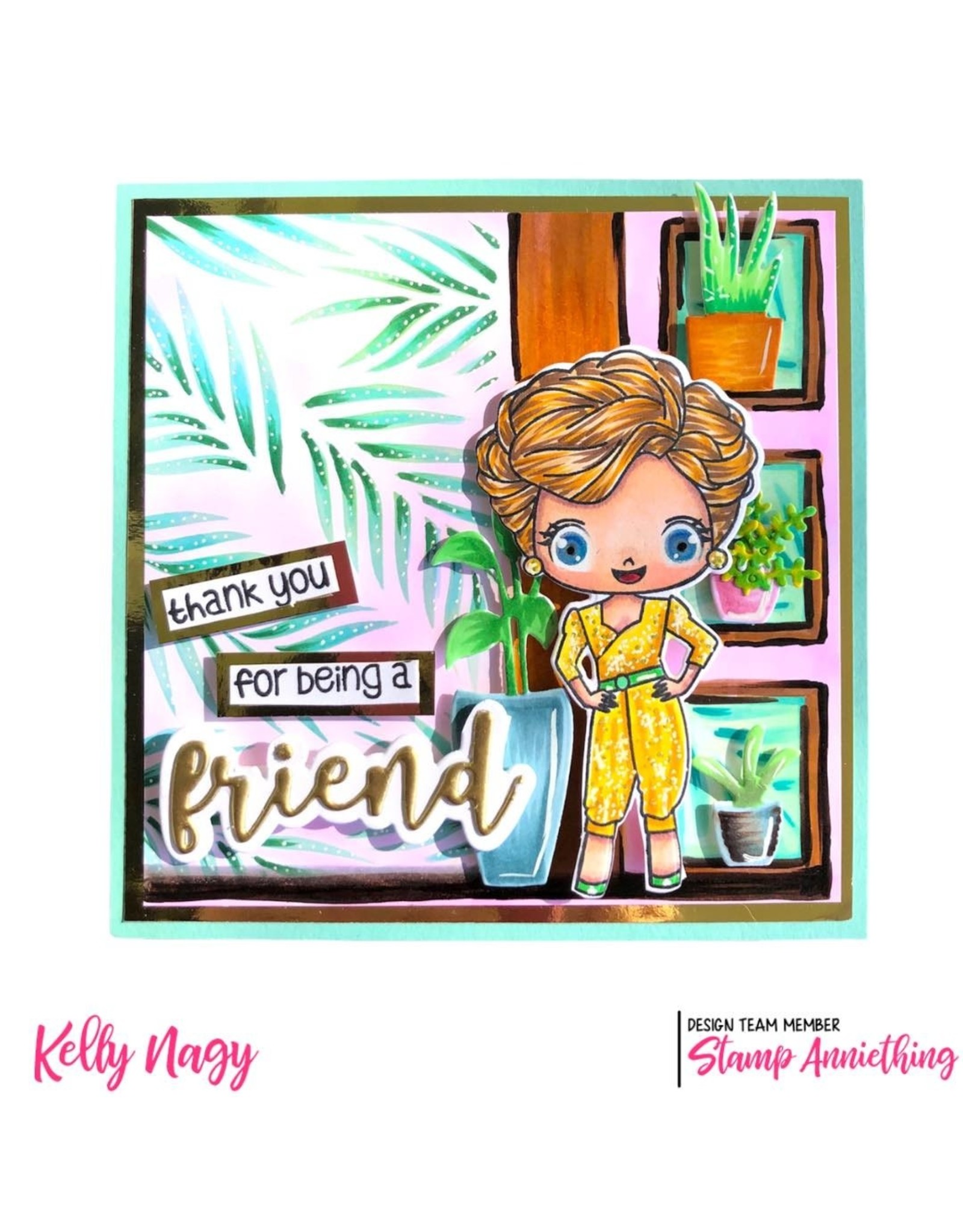 Stamp Anniething Chibi- The Golden Girls-  Blanche Thank You For Being  A Friend Stamp