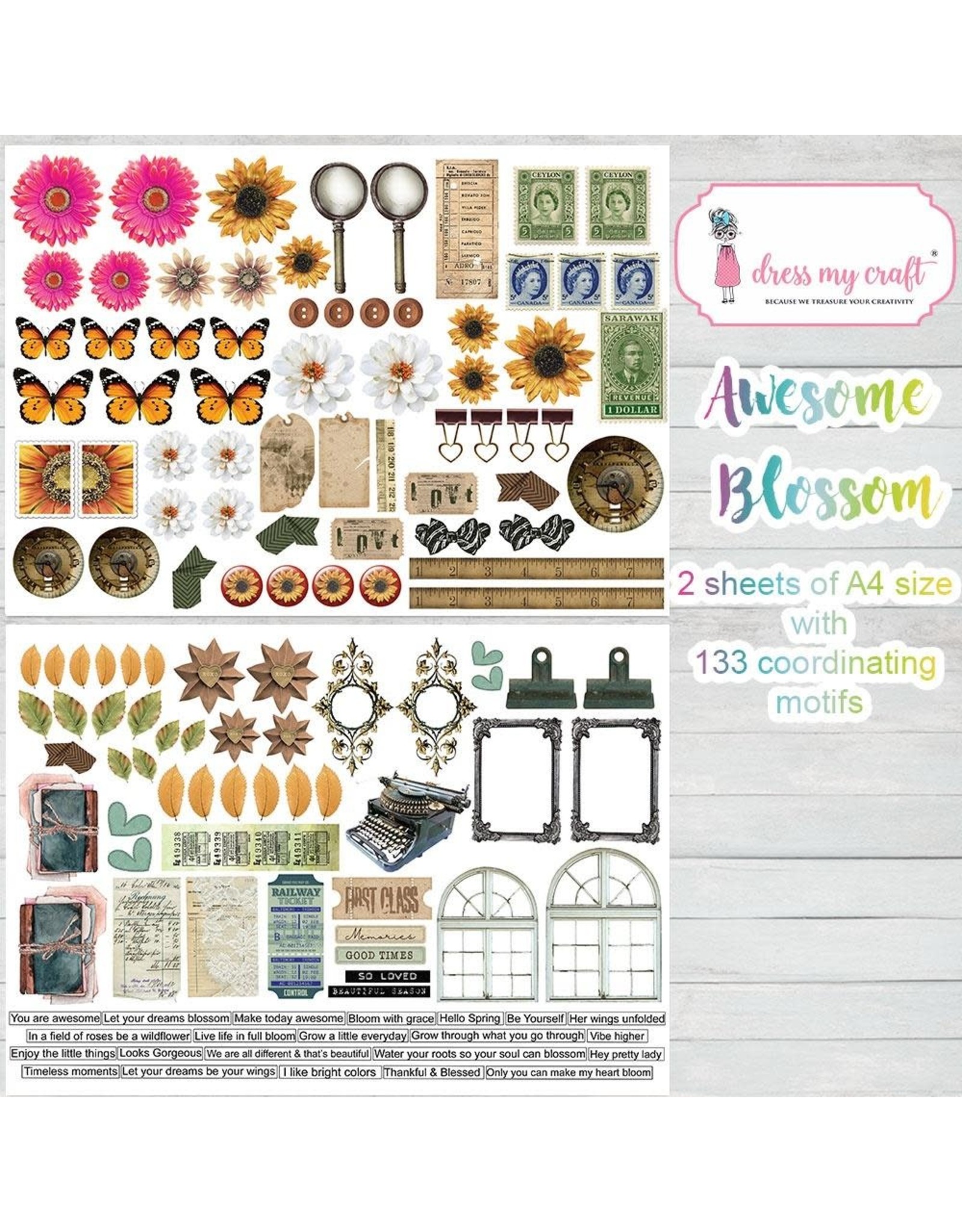 DRESS MY CRAFT AWESOME BLOSSOM - IMAGE SHEET A4