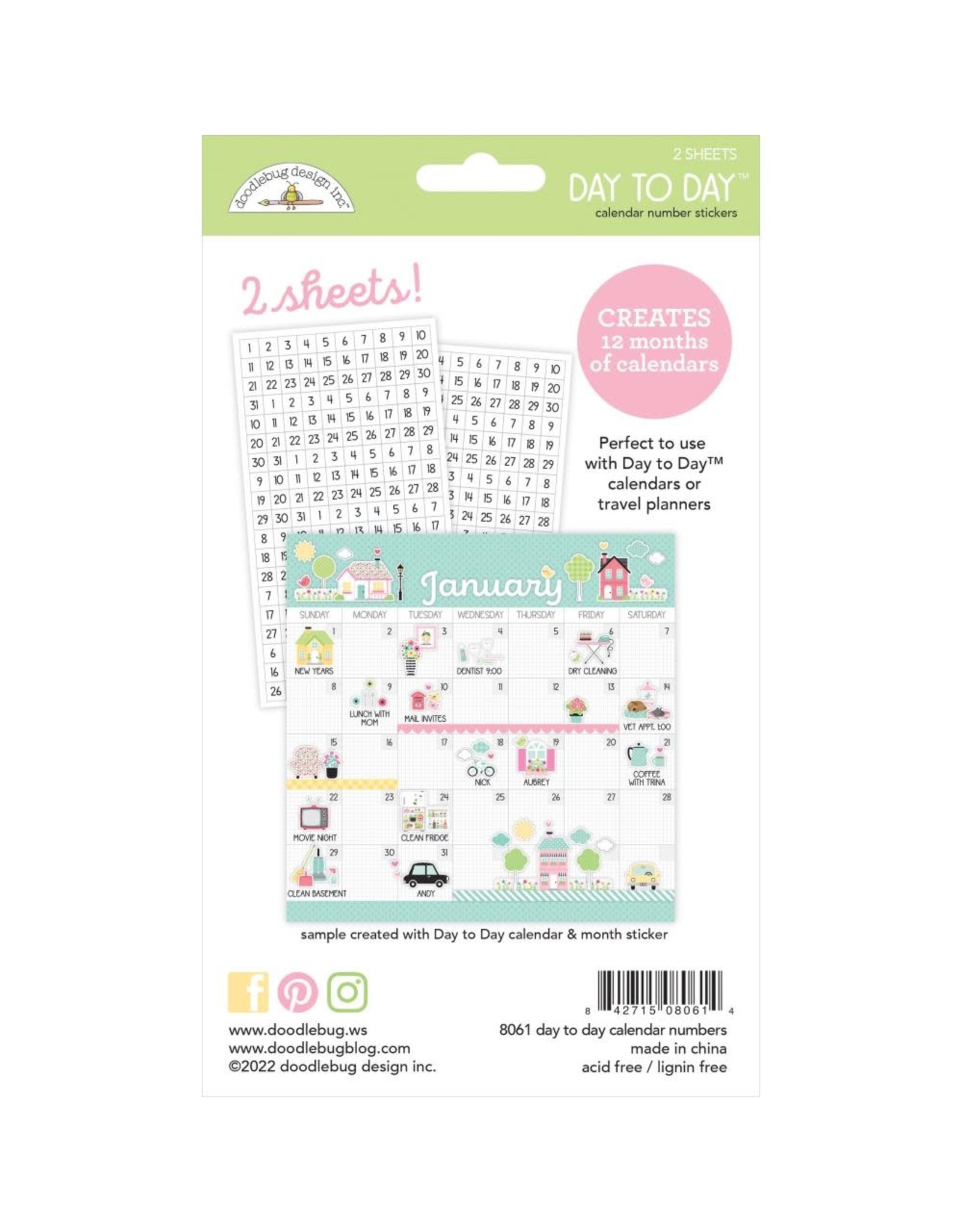 Doodlebug Design DAY TO DAY NUMBERS - CLEAR STICKERS