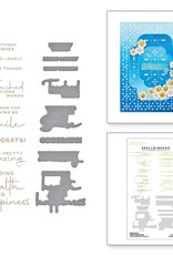 Spellbinders Making Me Smile Sentiments -  Glimmer Hot Foil Plate & Die Set - Four Petal Collection