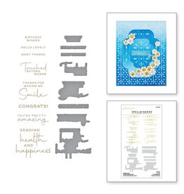 Spellbinders Making Me Smile Sentiments -  Glimmer Hot Foil Plate & Die Set - Four Petal Collection