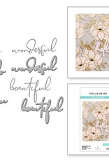 Spellbinders Wonderful Script Sentiments Etched Dies from the Anemone Blooms Collection