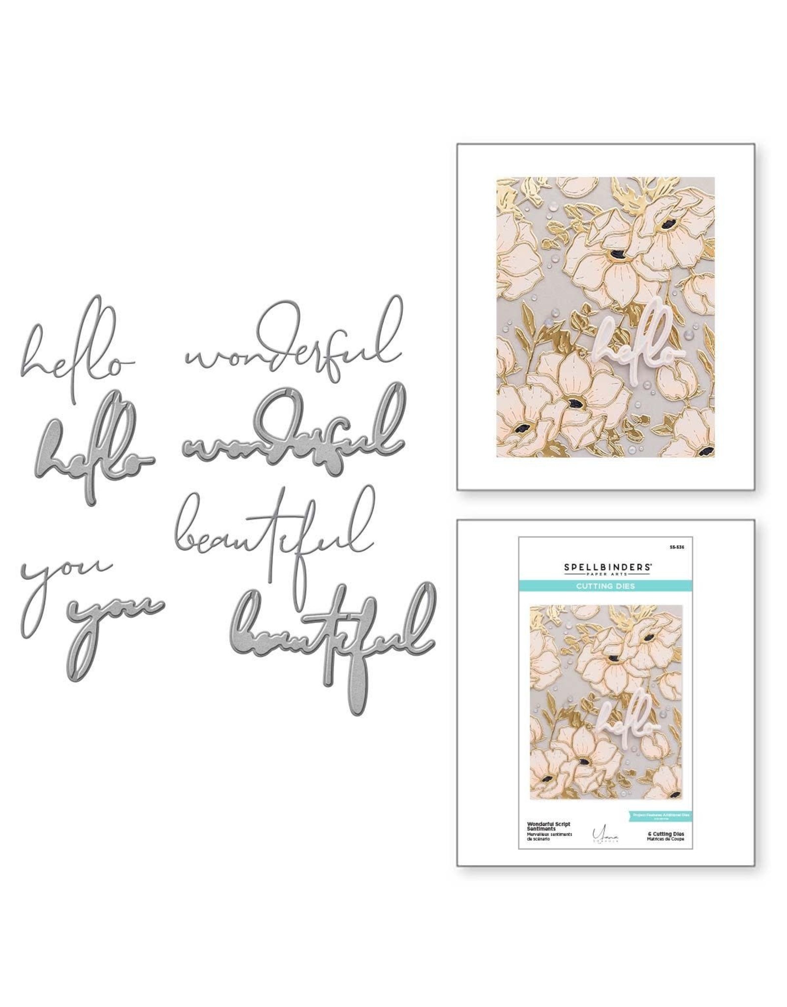 Spellbinders Wonderful Script Sentiments Etched Dies from the Anemone Blooms Collection