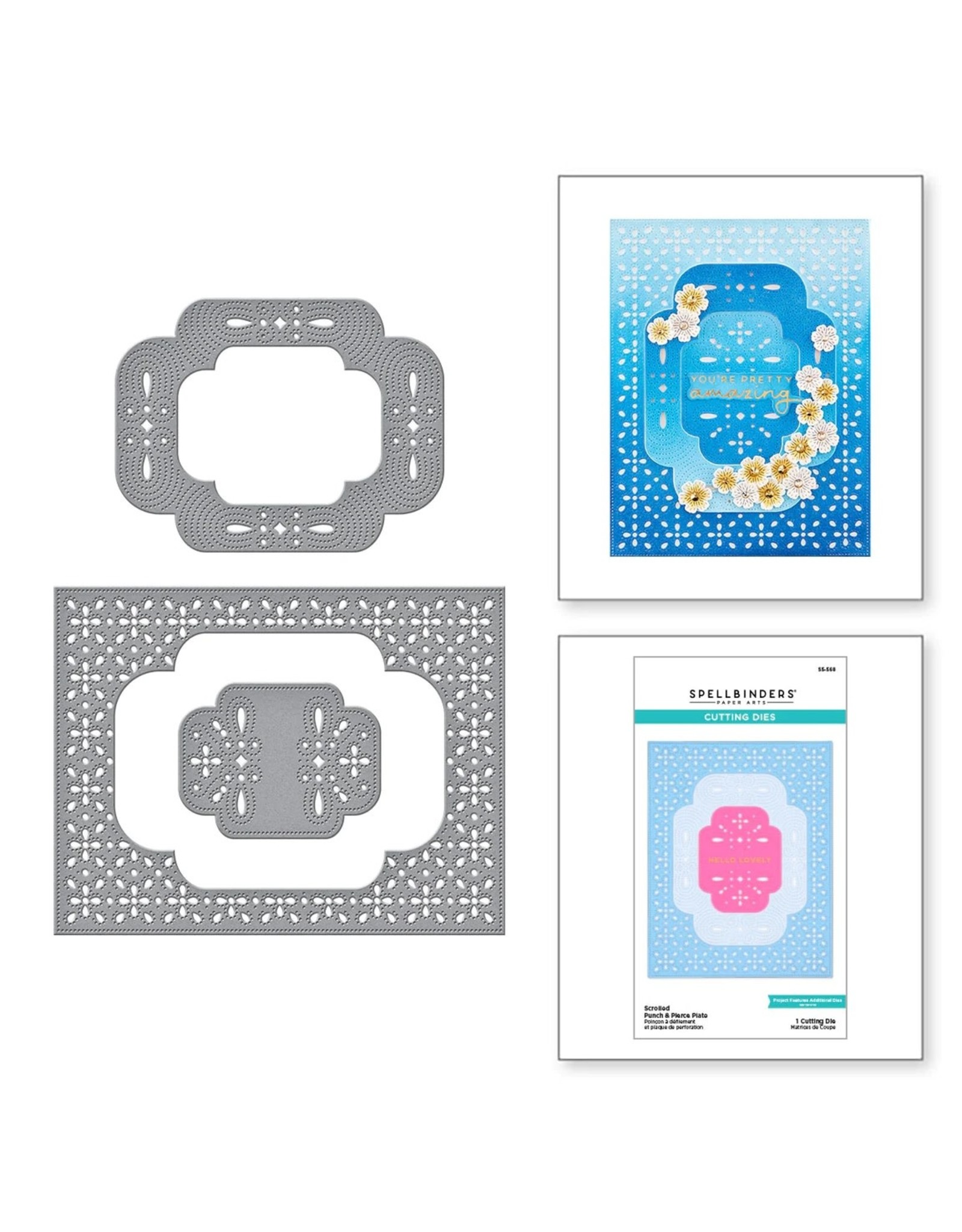 Spellbinders Scrolled Punch & Pierce Plate Etched Die from the Four Petal Collection