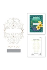 Spellbinders Four petal scroll  label hot foil