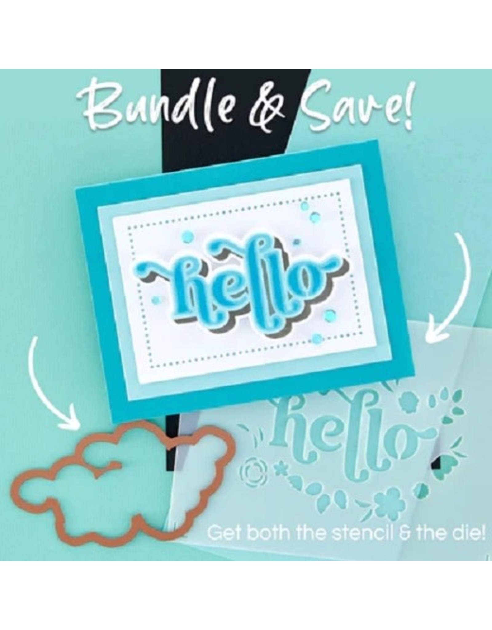 Spellbinders Layered Stencils Collection - Floral Hello Stencil and Die Set