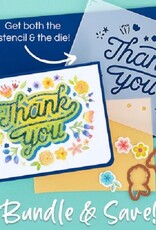 Spellbinders Layered Stencils Collection - Floral Thank You Stencil and Die Set