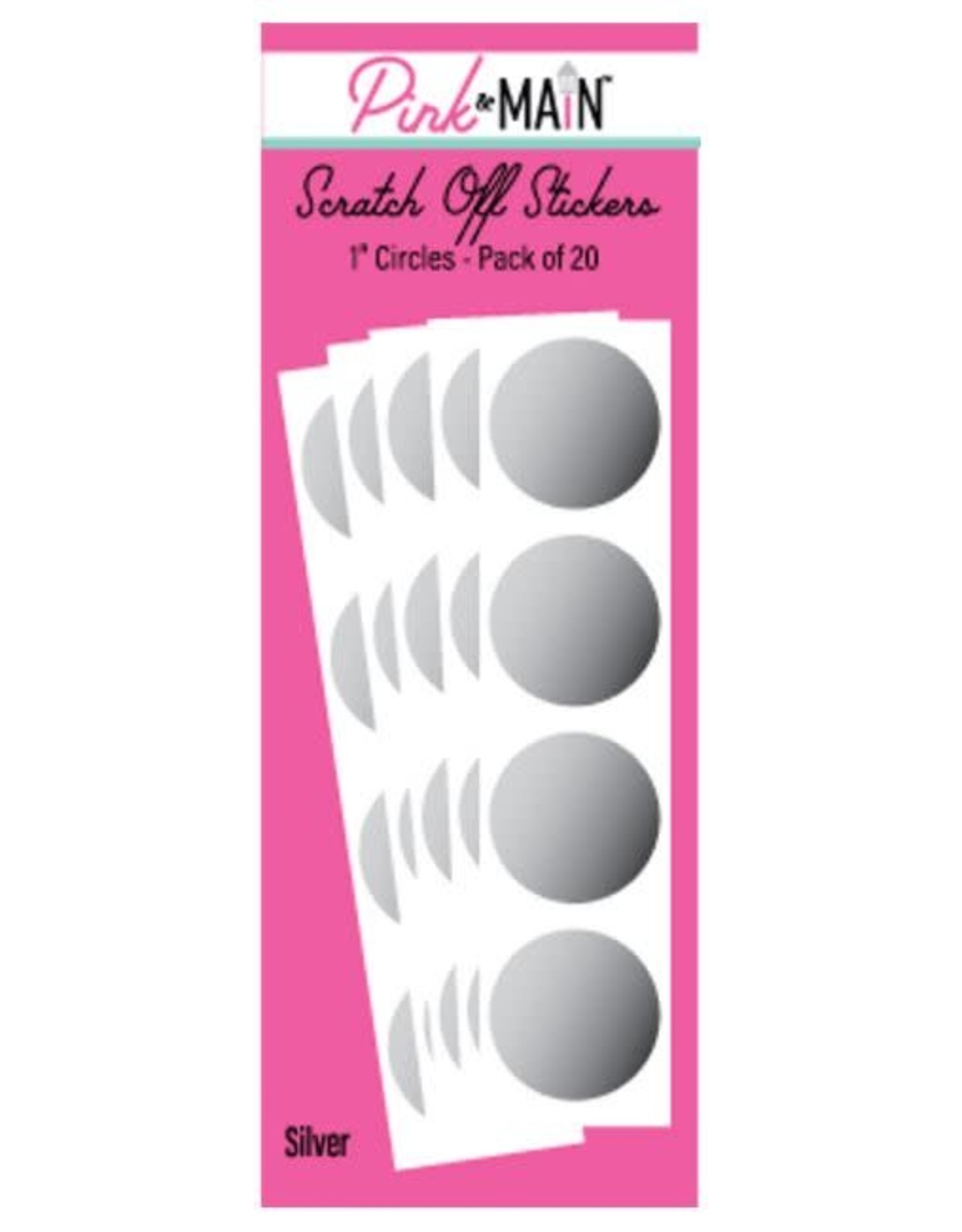 Pink & Main Silver 1" Circle Scratch off Stickers