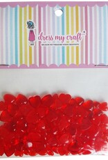 DRESS MY CRAFT Red Hearts Droplets Embellishments
