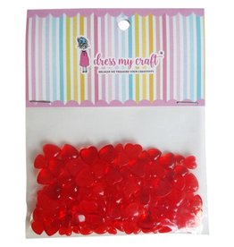 DRESS MY CRAFT Red Hearts Droplets Embellishments