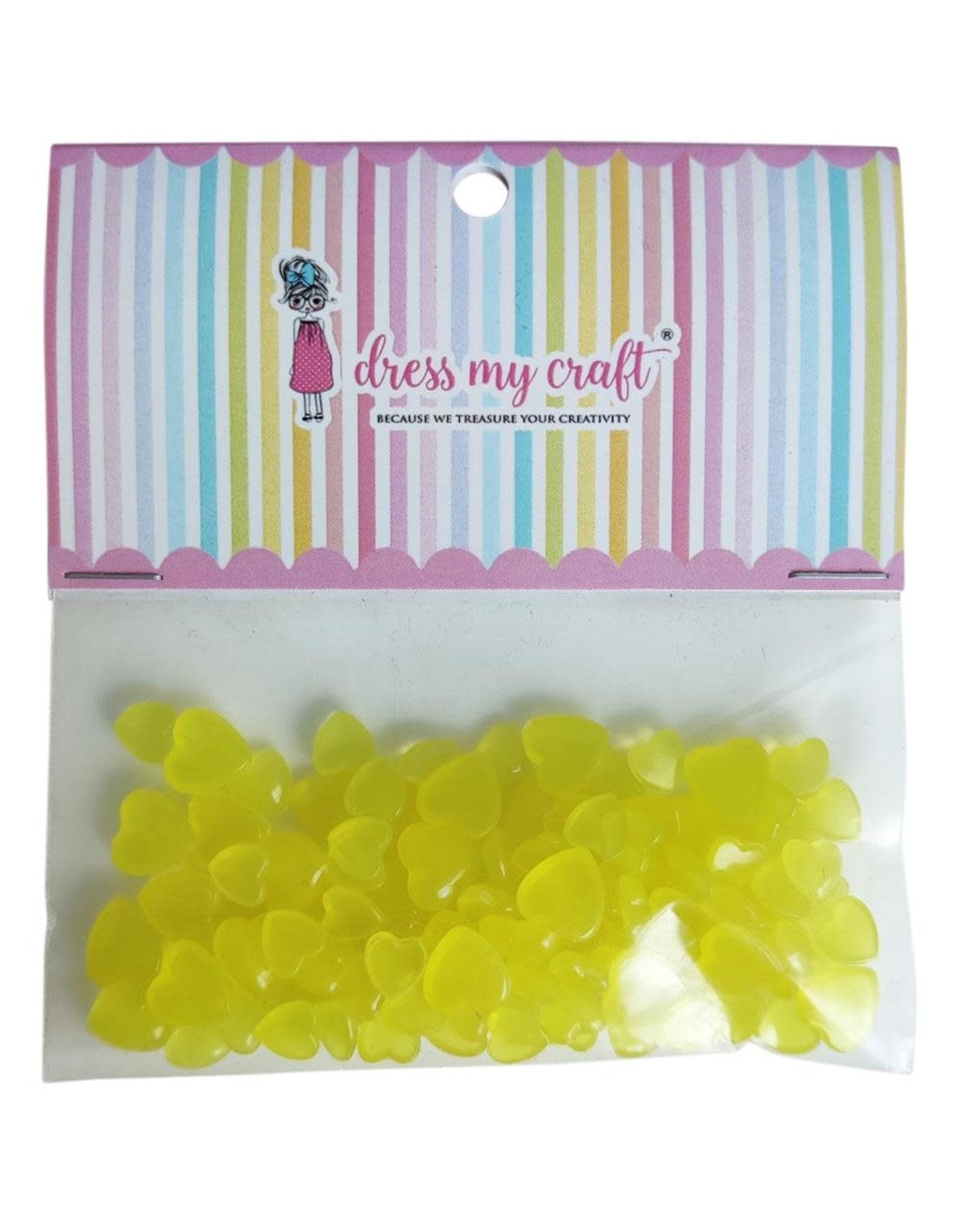 DRESS MY CRAFT WATER DROPLETS EMBELLISHMENTS - PASTEL YELLOW HEARTS