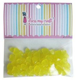 DRESS MY CRAFT Pastel Yellow Hearts Droplets Embellishments