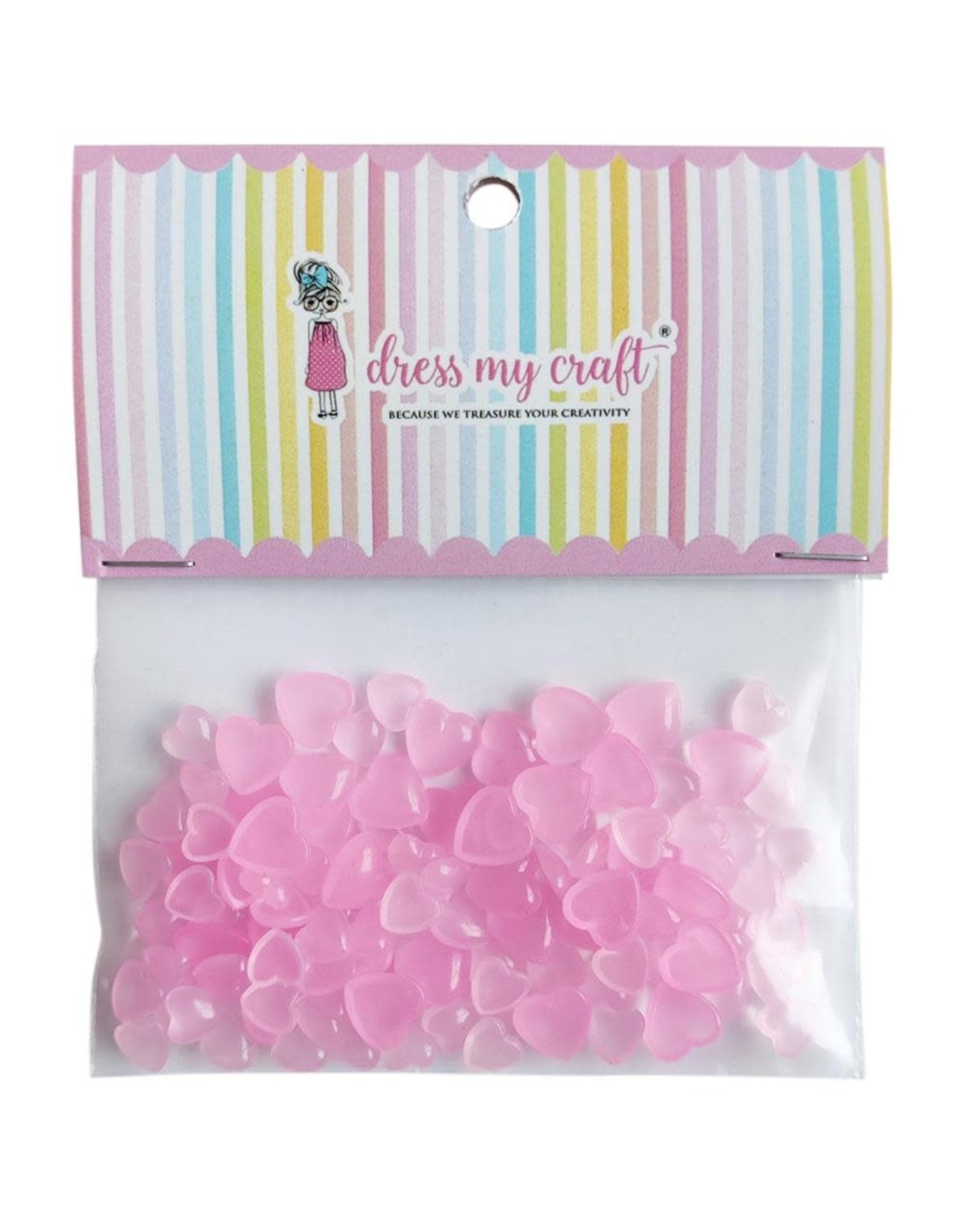 DRESS MY CRAFT WATER DROPLETS EMBELLISHMENTS - PASTEL PINK HEARTS