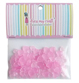 DRESS MY CRAFT Pastel Pink Hearts Droplets Embellishments