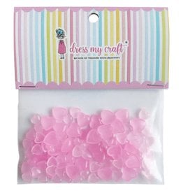 DRESS MY CRAFT WATER DROPLETS EMBELLISHMENTS - PASTEL PINK HEARTS