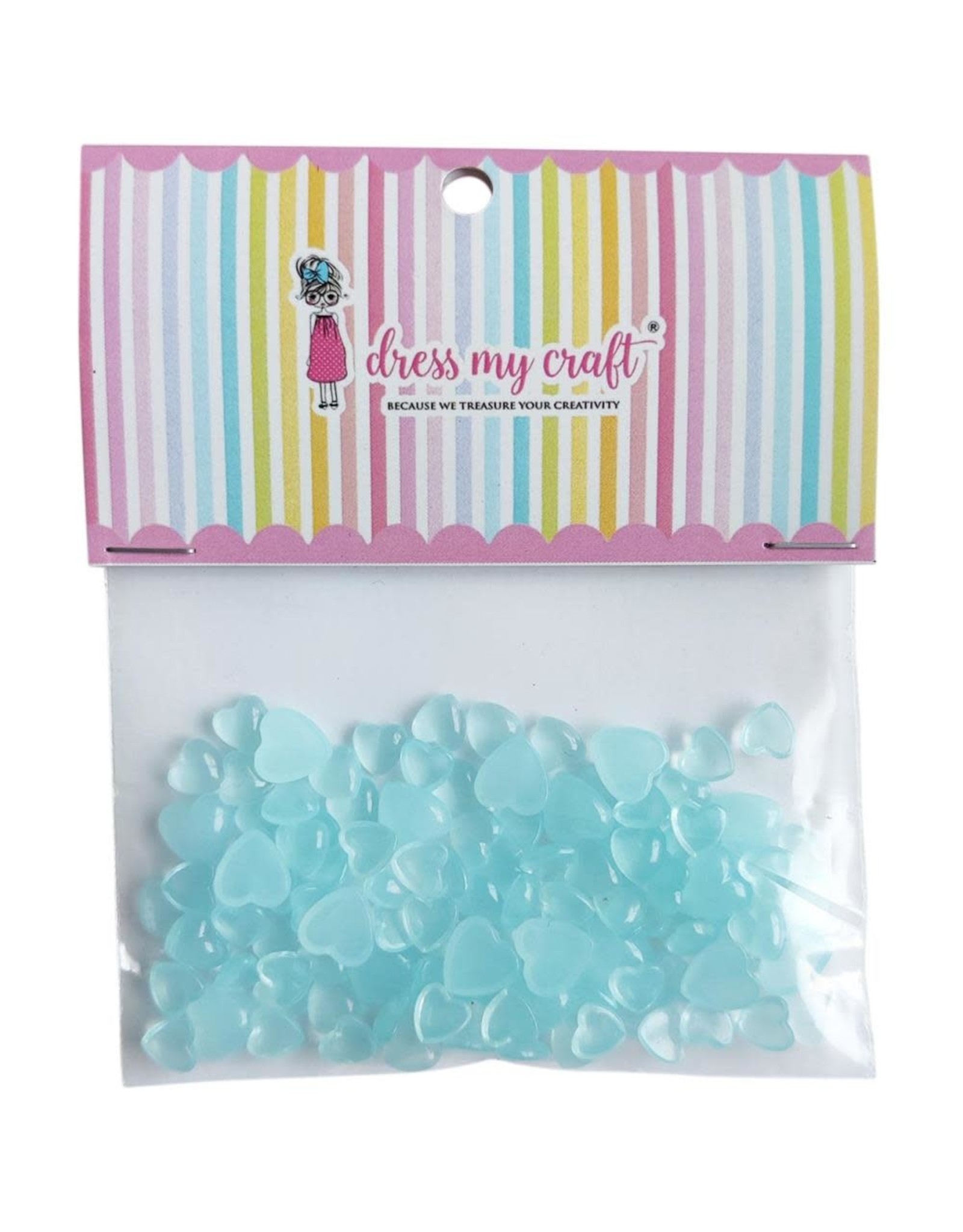 DRESS MY CRAFT WATER DROPLETS EMBELLISHMENTS - PASTEL BLUE HEARTS