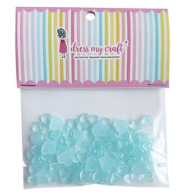 DRESS MY CRAFT WATER DROPLETS EMBELLISHMENTS - PASTEL BLUE HEARTS