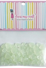 DRESS MY CRAFT Pastel Green Hearts Droplets Embellishments