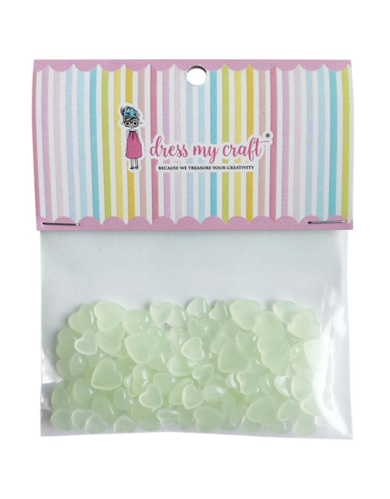 DRESS MY CRAFT WATER DROPLETS EMBELLISHMENTS - PASTEL GREEN HEARTS