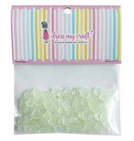 DRESS MY CRAFT Pastel Green Hearts Droplets Embellishments